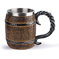Huaxingda Taza de cerveza hecha a mano de resina de acero inoxidable natural- ecológica- 450 ml- ideal como regalo de…